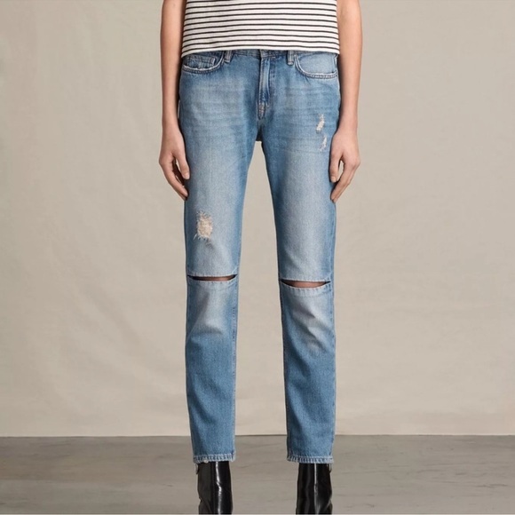 AllSaints Slit Boyfriend Jeans - Picture 1 of 9